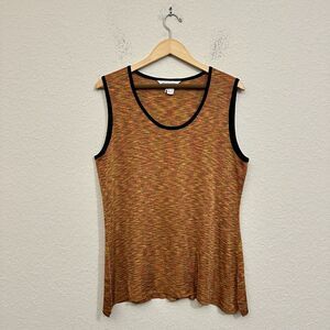 MISOOK Knit Sleeveless Top Tank Scoop Neck in Orange Multi
